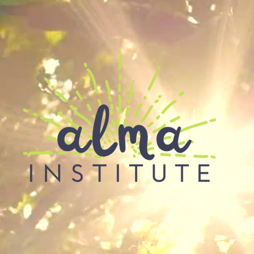 ALMA institute text on blurry trees background ALMA institute text on blurry trees background