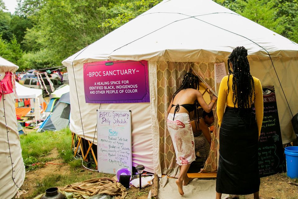 Two people entering the BIPOC Sanctuary at Beloved