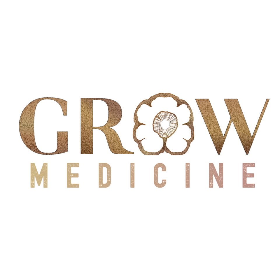 Grow Medicine logo on white circle Grow Medicine logo on white circle