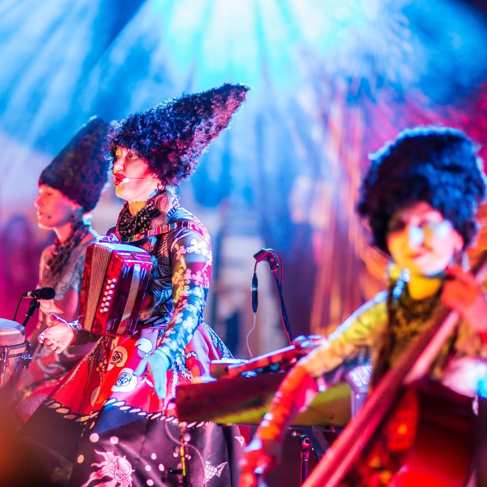 DakhaBrakha on stage at Beloved Festival in 2016 by Jess Stewart Maize DakhaBrakha on stage at Beloved Festival in 2016 by Jess Stewart Maize