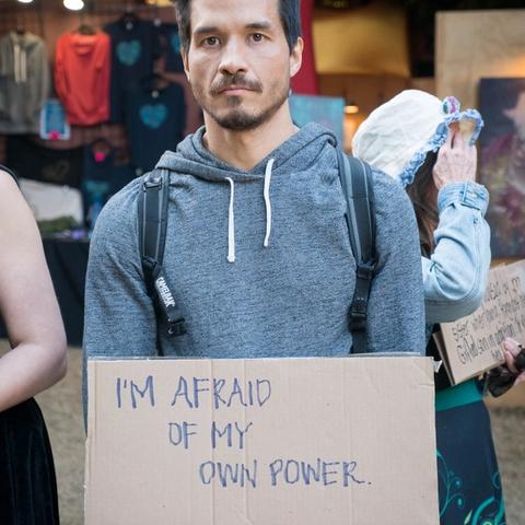 person with Vulnerability sign that says I'm afraid of my own power.