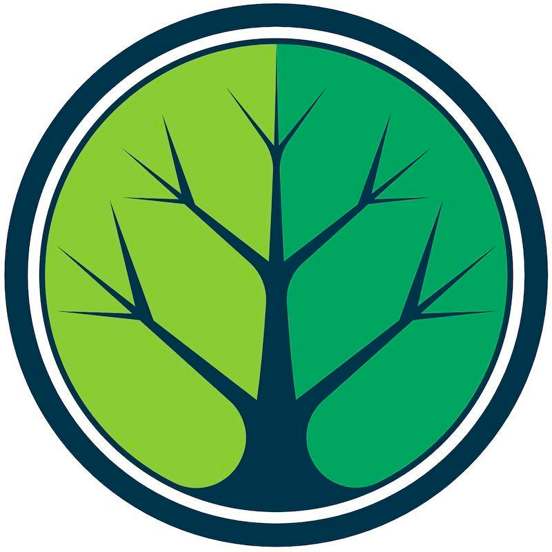 Tree logo with green background on a circle