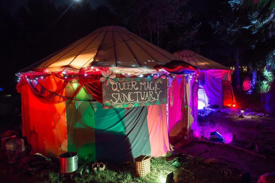 Queer Earth Sanctuary at night