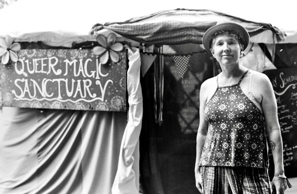 Person standing outside the Queer Earth Sanctuary