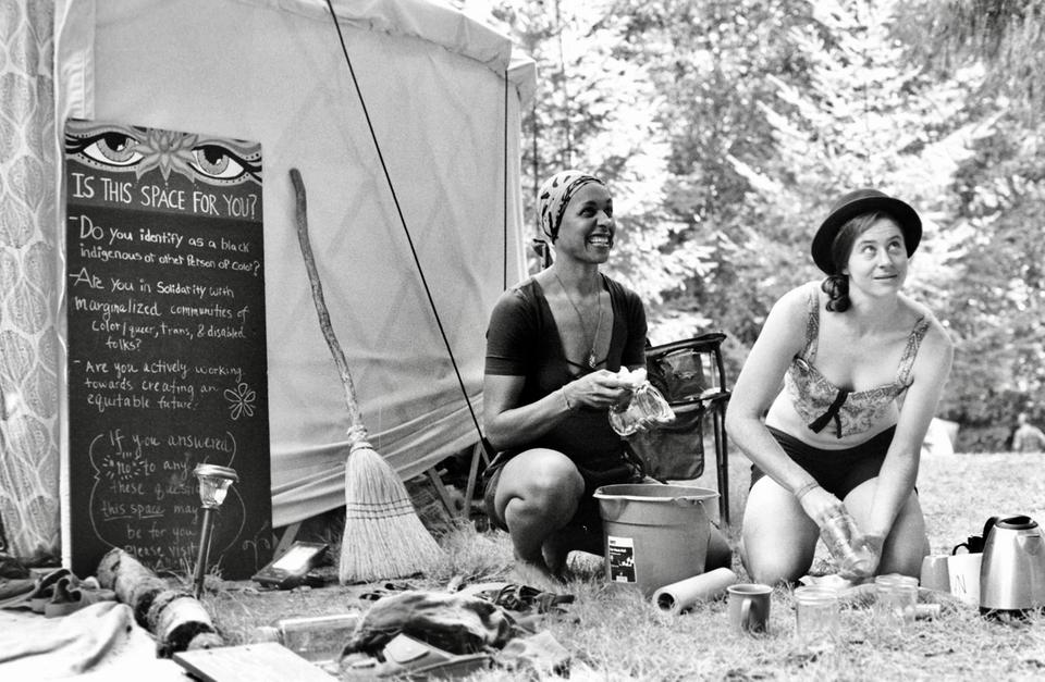 Two people outside the BIPOC Sanctuary