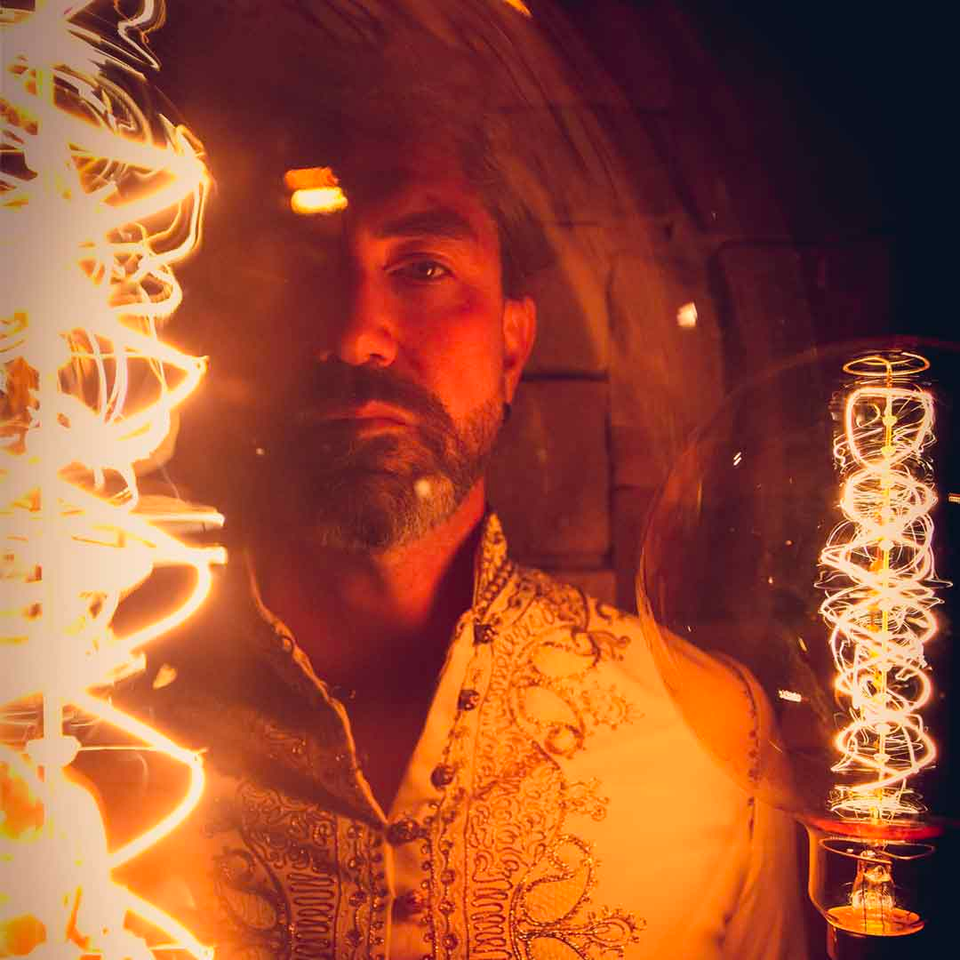 Random Rab facing the camera with orange lights Random Rab facing the camera with orange lights