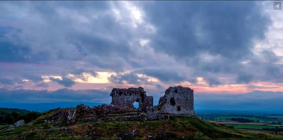 Ireland ruins at sunset